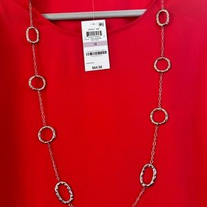 Perfect for Mother’s Day gift, hot red blouse with accent necklace Sz 1X
